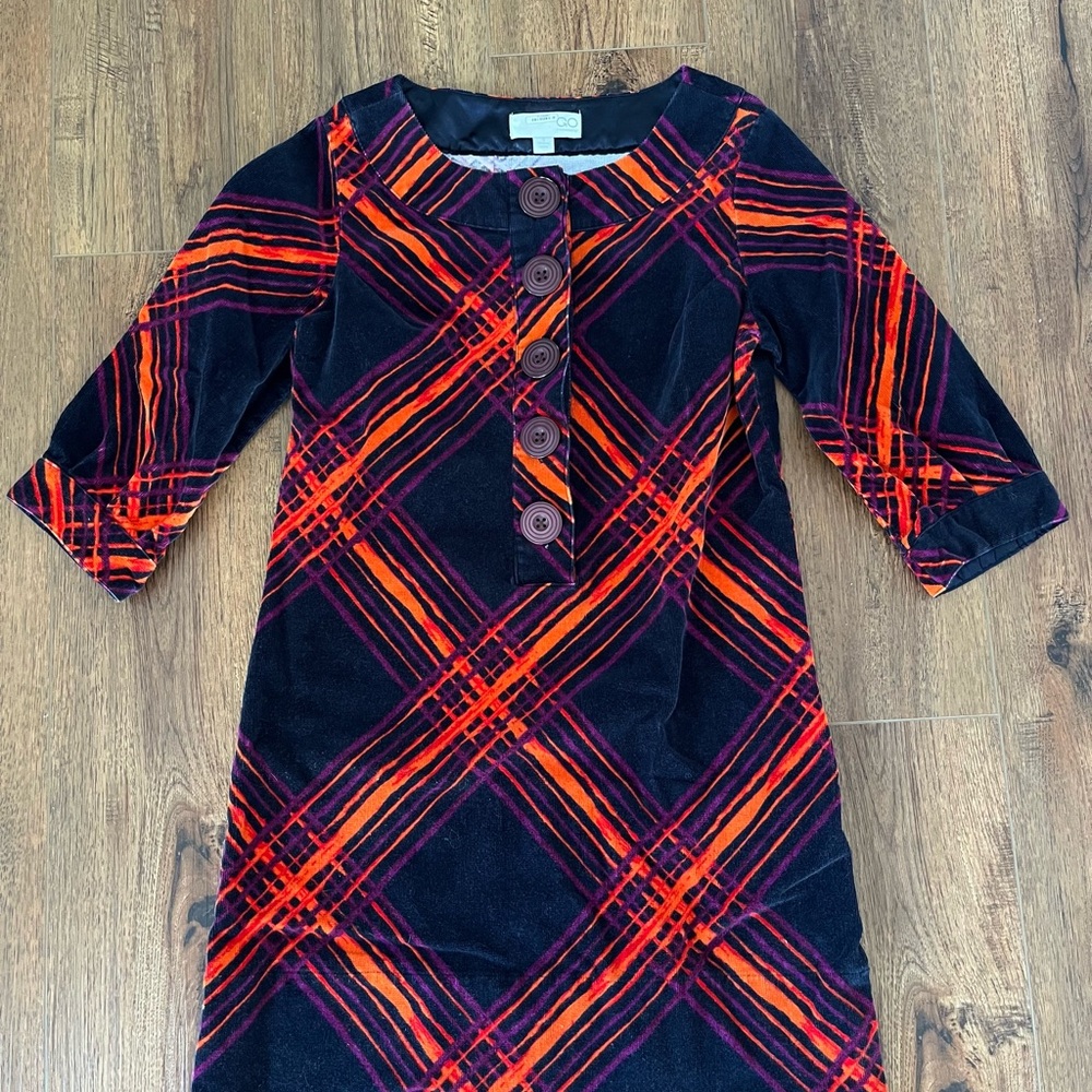 Blue and Red Sheath Mini Dress with 3/4 Sleeves